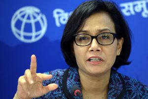 Indonesian World Bank Managing Director and Chief Operations Officer Sri Mulyani Indrawati speaks during the launch of a World Bank report in the Indian capital New Delhi on September 24, 2015. The report titled "Leveraging Urbanisation in South Asia: Managing Spatial Transformation for Prosperity and Livability," examines how India and South Asian nations can capitalise economically on the opportunities urbanisation provides. AFP PHOTO / PRAKASH SINGH